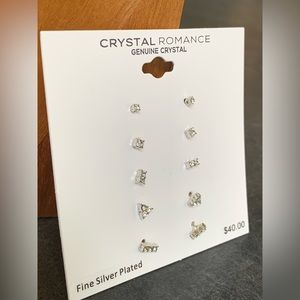 Crystal Romance Women’s Geometric Stud Earring Set